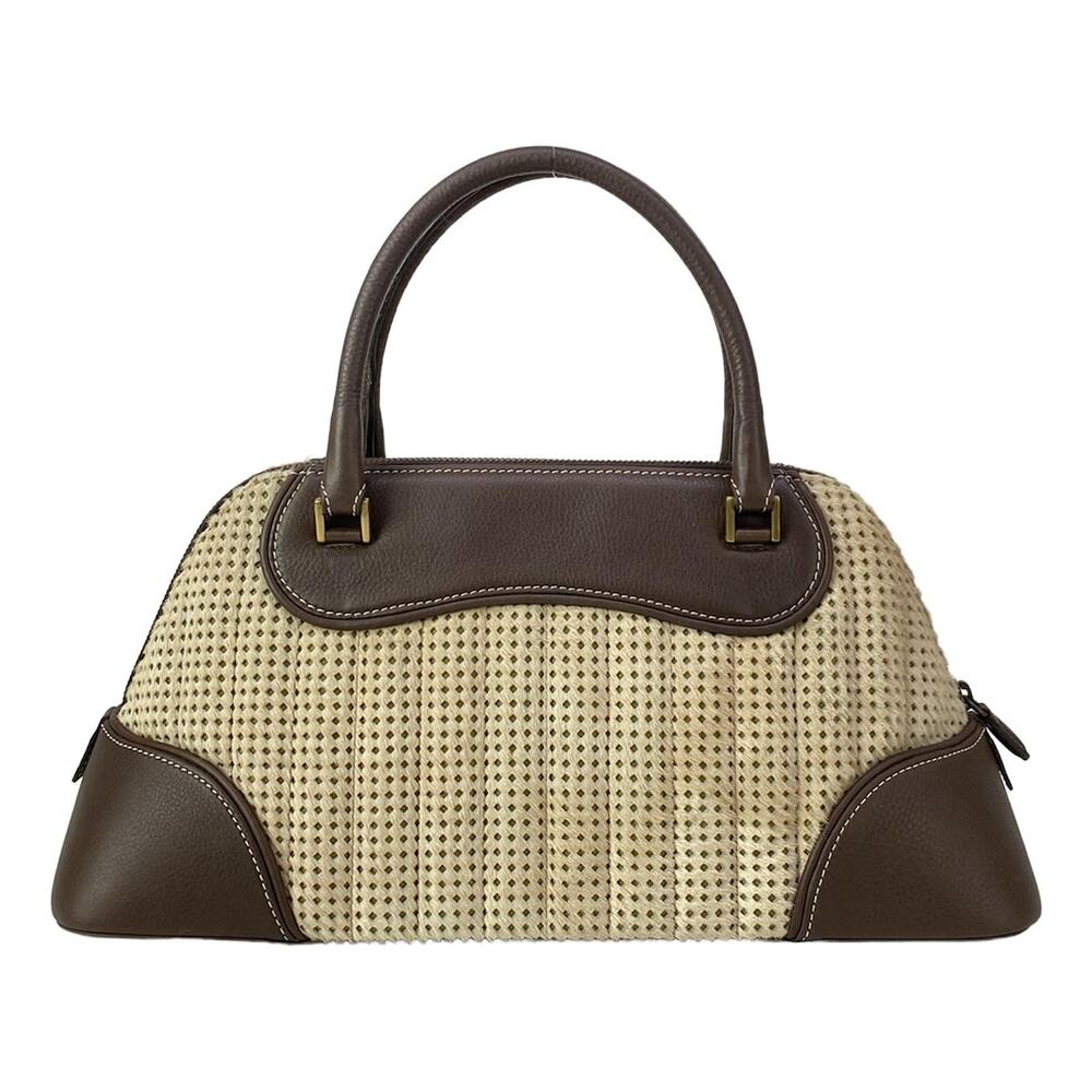 Christian Dior DIOR/ChristianDior Trailer Handbag Dark Brown Cream Unborn Calf - Picture 3 of 15